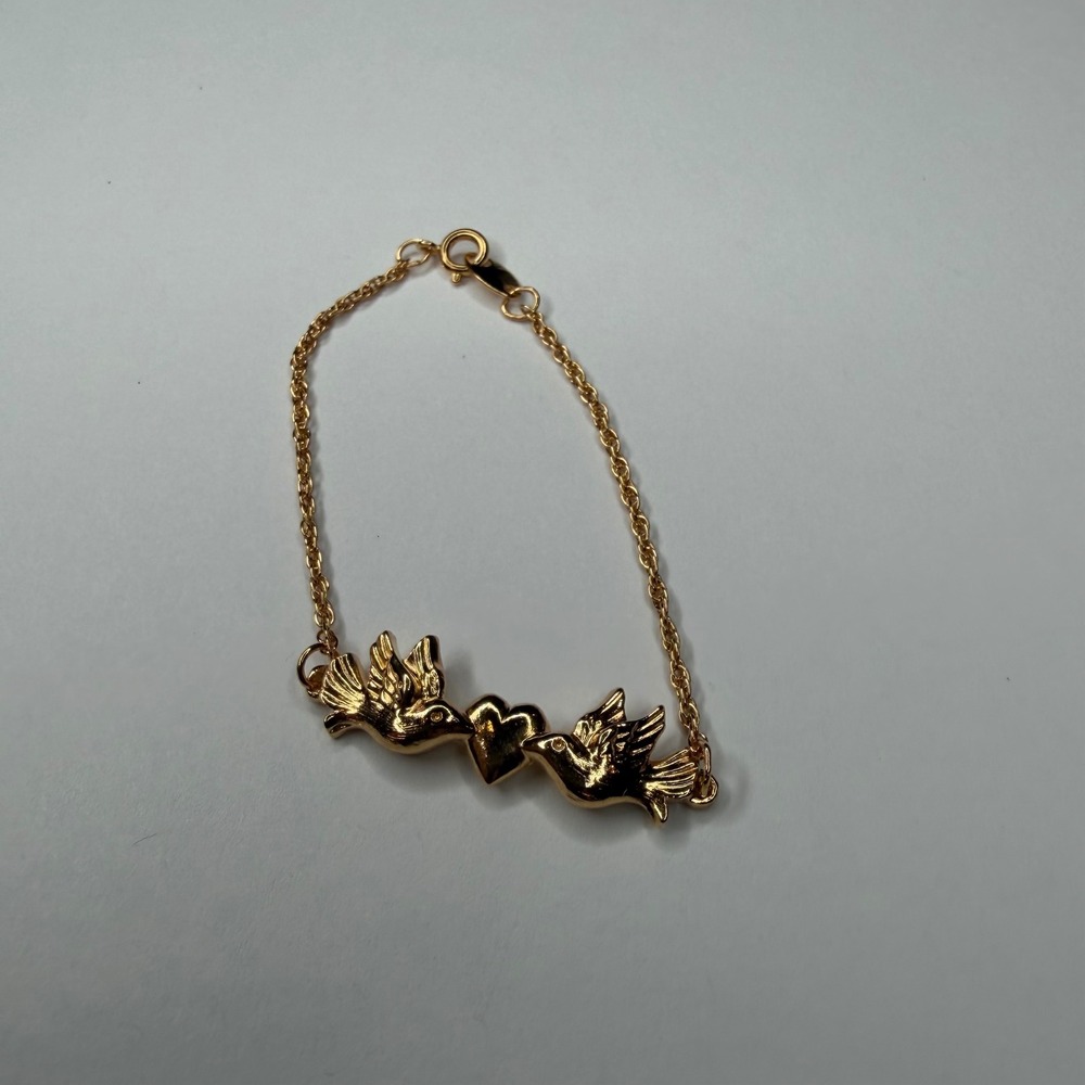 AVON Bracelet Gold Tone Love Birds Heart Charm Women's OS Vintage